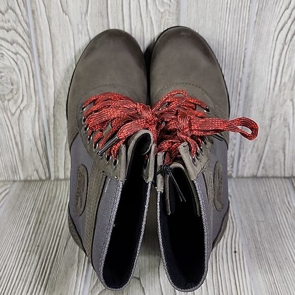 Sorel Lexie Wedge Quarry Grey Leather Boot Womens Size 5.5 NEW - Picture 8 of 13